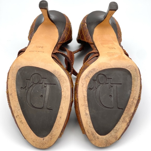 DIOR | Brown Quilted Leather D'Orsay Stiletto Pumps | IT 36.5 (US 6.5) - Picture 14 of 16